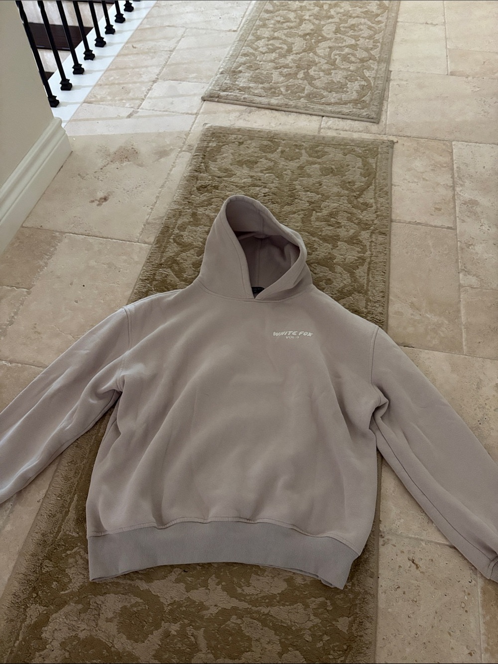 White Fox Taupe Hooded Sweatshirt - Relaxed Fit Women’s Hoodie